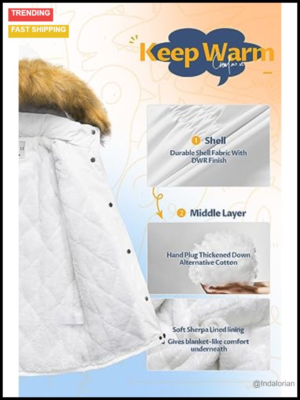 Girls Waterproof Long Puffer Coat, Sherpa Lined Winter Parka, Down Alternative - Picture 2 of 5